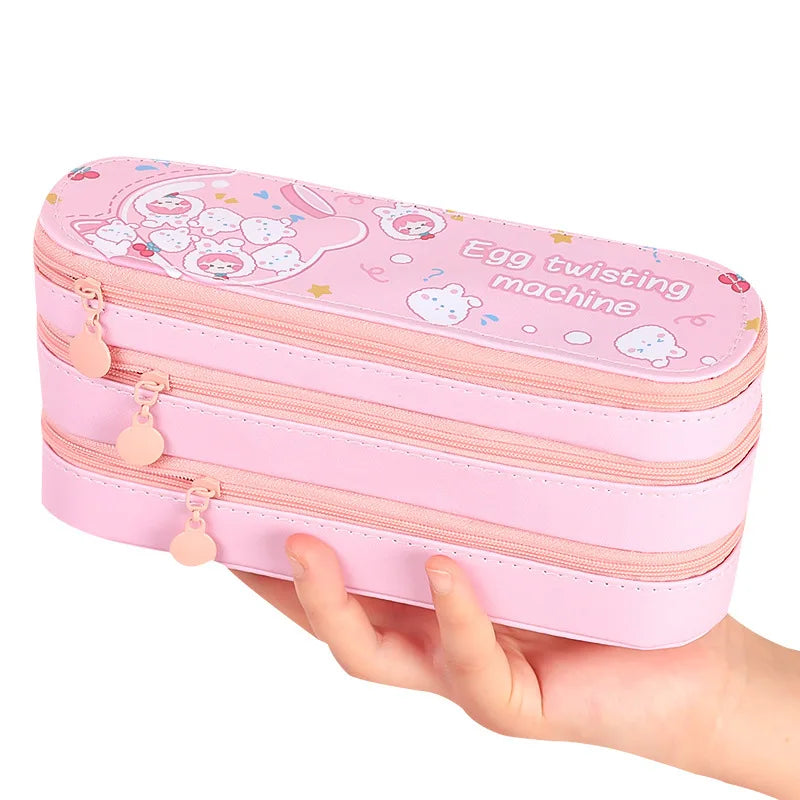 Cute Multi-layer Pencil Case Large Capacity Aesthetic Stationery Anime Pencil Bag Box for Girls Organizer Kawaii School Supplies