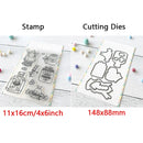 Birthday Cake Cute Frog Fox Animals Cutting Dies and Clear Stamps Bottle Thank You Words Dies For DIY Scrarpbooking Paper Craft