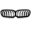 For 2021-2023 BMW G30 G31 530i 540i Dual Slats Front Kidney Grille Gloss Black
