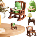 Handmade DIY Micro Rocking Chair Cute Mini Frog Resin Figurine Rocking Chair Design with Book Coffee Home Office Desktop Crafts