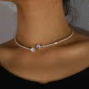 Stonefans Vintage Green Open Necklace Rhinestones Collar Water Droplets Pendant Fashion Crystal Bridal Choker Wedding Jewelry