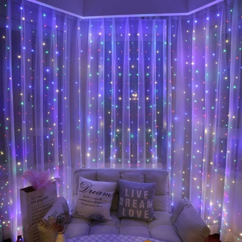 LED Garland Curtain Lights Remote Control 8 Modes USB Fairy Lights String Wedding Christmas Decor for Home Bedroom Ramadan Lamp
