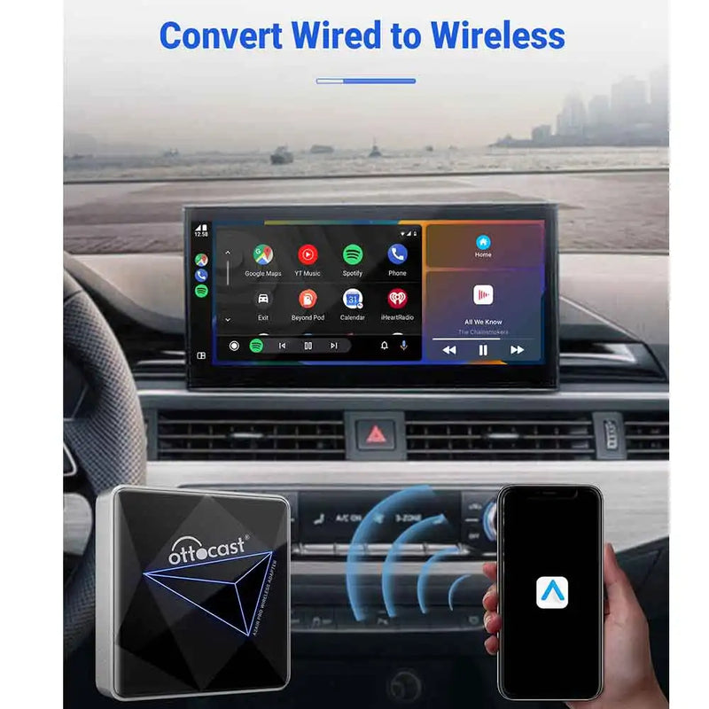 OTTOCAST A2Air Pro Wired to Wireless Android Auto Adapter Smart Box Car Bluetooth Accessories for VW Toyota Benz for Samsung