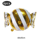 6Pcs Christmas Candy Cane Foil Balloons Round Windmill Lollipops Candy Helium Foil Balloons for Xmas Wedding Birthday Decoration