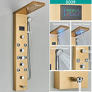 LED Light Bathroom Shower Faucet Set LED Rainfall Shower Panel System Bathtub Water Mixer Tap Massage SPA Temperature Screen