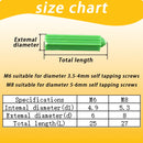M5 M6 M8 Plastic Expansion Tube Rubber Plug Wall Plastic Pipe Nylon Plunger Expand Screw Anchors Green and White 25/50/75/100PCS