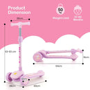 DORTALA Folding Kids Scooter Kick Scooter Extra Wide Deck LED Lighted Wheels Rear Brake