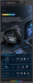 Wireless Gaming Headset: 2.4G/Wired/Bluetooth 3 Modes, Bendable HD Mic, Soft Ear Pads, Immersive Sound for PC/PS4/PS5 – Black