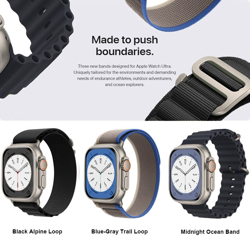 Nylon strap For apple watch bands 49mm 44mm 40mm 45mm 41mm 42 3 straps bracelet iWatch Ultra series 7 6 3 se 8