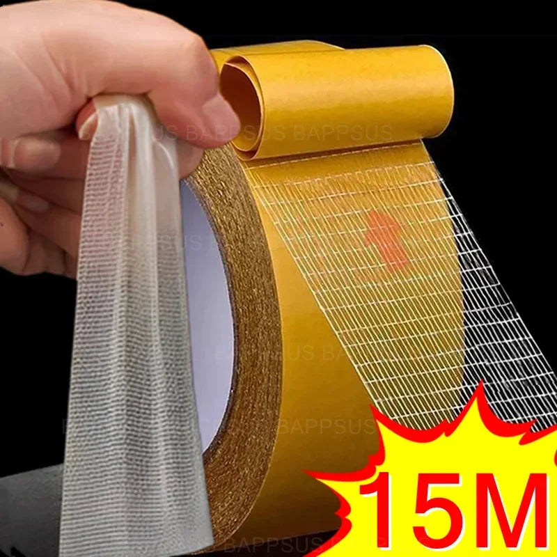 High Viscosity Double Sided Traceless Tapes Cloth Base Grid Strong Sticky Strips Waterproof Carpet Adhesive Fiber Gummed Tape