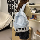 New Large Capacity Polka Dot Backpack Lightweight Multifunctional Piano Key Backpack Black Piano Mochilas for Women