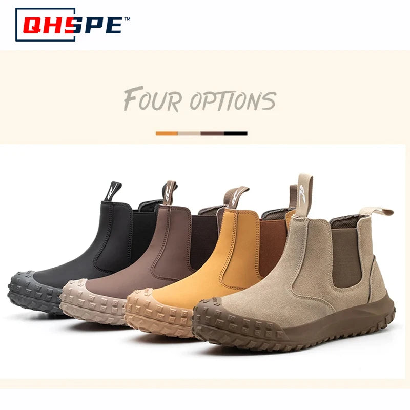 Quality Men Work Boots Anti-smash Anti-puncture Safety Shoes Chelsea Boots Anti-scald Welding Shoes Indestructible Men Boots