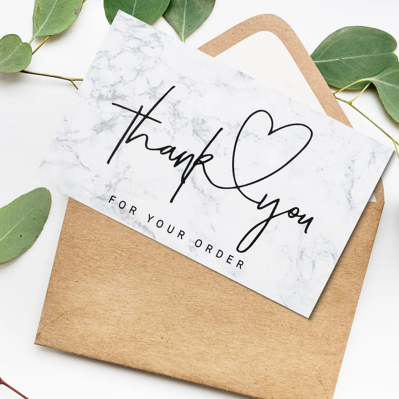 30pcs/pack White Thank You Card For Supporting Business Package Decoration Business Card Handmade With Love Label