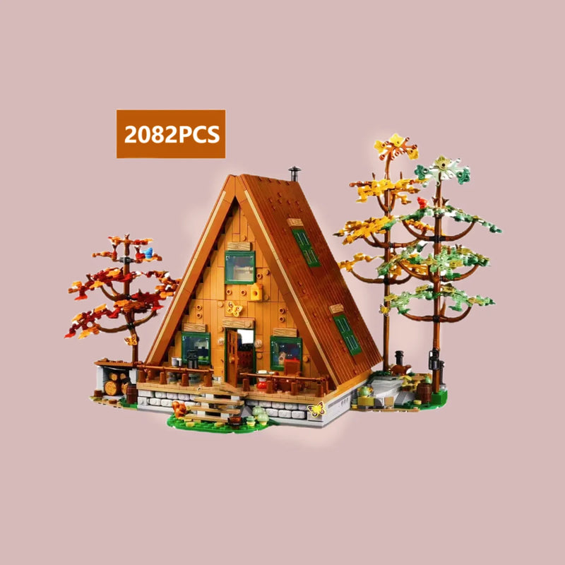 2024 NEW A- Frame Cabin Forest House Compatible 21338 Building Blocks stock Street View Bricks Toy For Children Gift