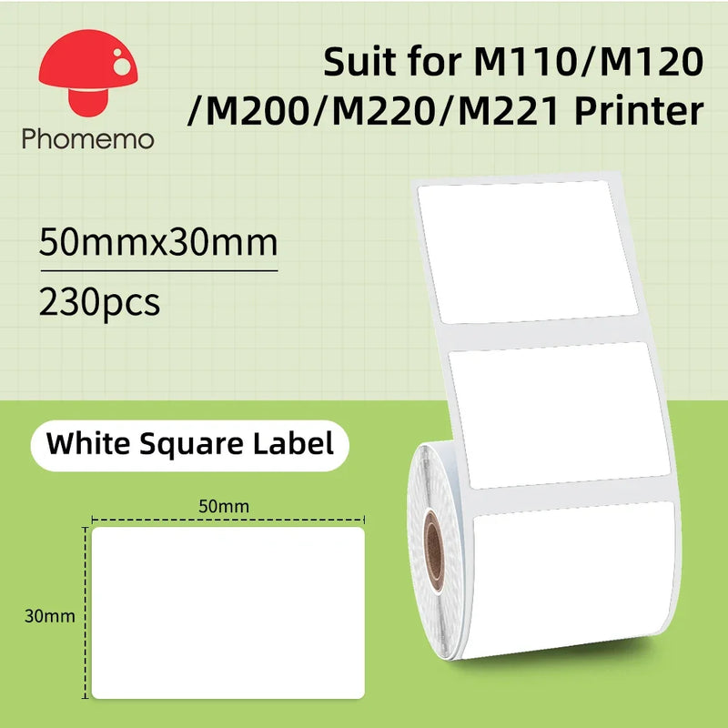 Phomemo Mini Printer Thermal White/Color/Round/Transparent Sticker Self Adhesive Waterproof Sticker For M110 M220 M221 M120 M200