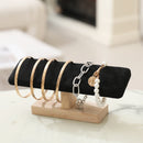 1pc Wooden Base T-Shaped PU Leather / Velvet Bracelet Display Rack Bangle Watch Hairband Jewelry Storage Stand Holder Organizer