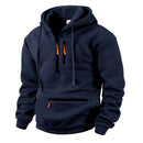 Men's hooded sport casual sweatshirt with industrial style loose fleece pullover trendy brand multi-pocket men's shirt
