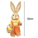 Cute Straw Rabbits Bunny Standing Decorations w/Carrots for Easter Party Home Garden Wedding Ornament Photo Props Crafts