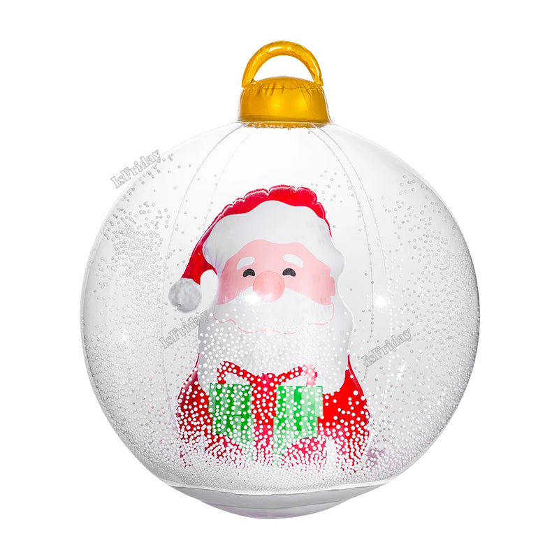 60cm Giant Luminous Inflatable Christmas Balls With Lights Pvc Outdoor Xmas Inflatable Decor Ball Holiday Yard Lawn Porch Decor