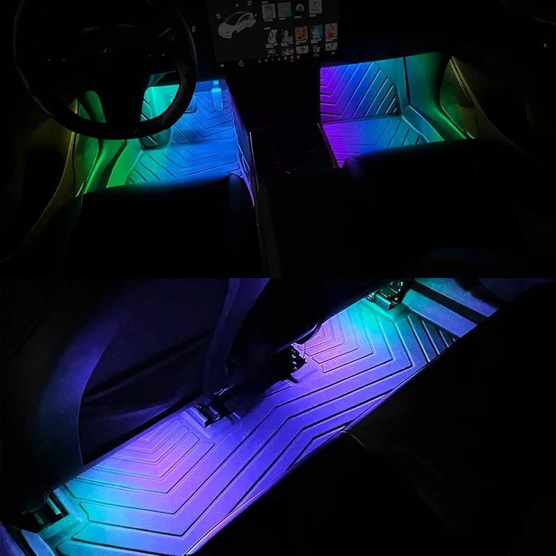 Mult-Modes RGB Led Car Interior Ambient Foot Light Backlight App Music Control Symphony Auto Atmosphere Decorative Neon Lamp 12V