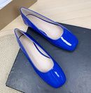 Lady Simple Plain Big Square Toe Flats Patent Leather Mirror Dough Shoes Green White 48 47 48 45 29cm Slip-on New Arrivals 2024