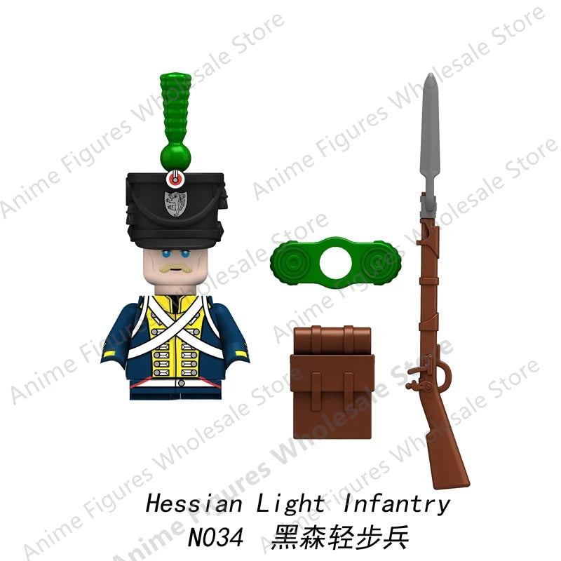 Medieval Napoleonic War French Dragoon British Soldiers Pirates Figures Army Scottish Fuisiler Building Blocks Weapons Brick Toy