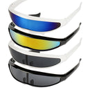 Futuristische schmale Zyklopen-Visier-Sonnenbrille Laser-Brille UV400 Persönlichkeit verspiegelte Gläser Kostüm-Brille