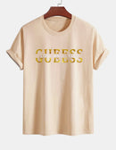 2025 Summer New Women's Cotton Casual Loose Fashion GUESS Los Angeles Letter Harajuku Printed Round Neck Short Sleeve T-shirt