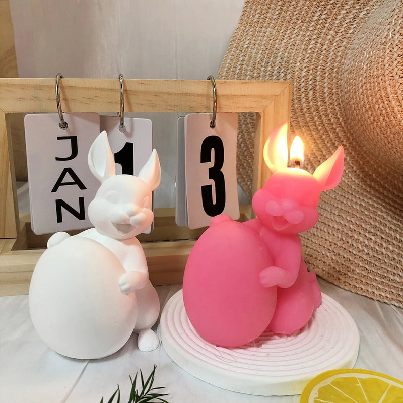 3D Easter Bunny Silicone Mold, Rabbit Hug, Easter Egg, Handmade Aromatherapy, Plaster Candle, Home Decoration Gift, 2024