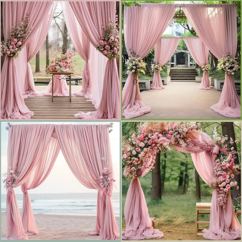 Pink Chiffon Wedding Arch Draping Fabric 300*75CM Sheer Backdrop Curtain for Wedding Ceremony Party Ceiling Home Decor