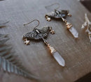 Luna Moth Quartz Earrings, Insect Earrings, Bohemian, Dangle Earrings