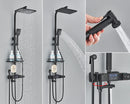 Rozin Black Smart Thermostatic Shower Faucet Set Bathroom Intelligent Rainfall Digital Mixer Tap With Rack and Bidet Bath System