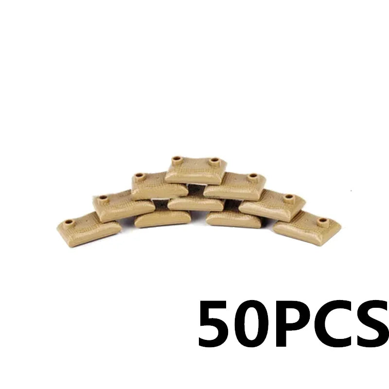 Military MOC Sentry Building Block Soldier Sandbag Fence Cannon Shell Barbed Wire Weapon Rack Training Field Watchtower Toy K018