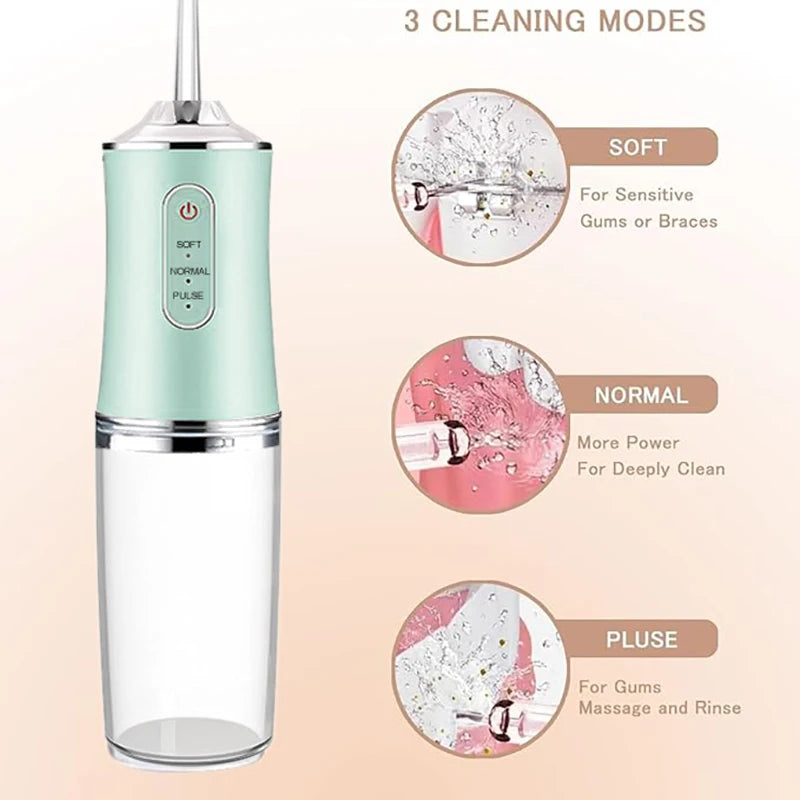 Electric Portable Dental Water Flosser Oral Irrigator USB Rechargeable Water Floss Jet Tooth Pick 4 Tips Mouth Washing Machine