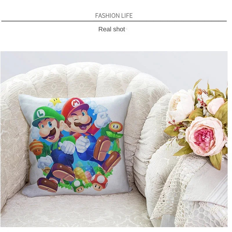 Super Mario Bros Home Decorative Cartoon Pillowcase Cushion Cover Printed Craft Pillow Cover Cushion Cover for Bedroom Sofa Gift