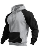New Autumn Ainter Outdoor Sports Style Raglan Contrast Color Hooded Sweatshirt Fashionable Trendy Versatile Men's Tops