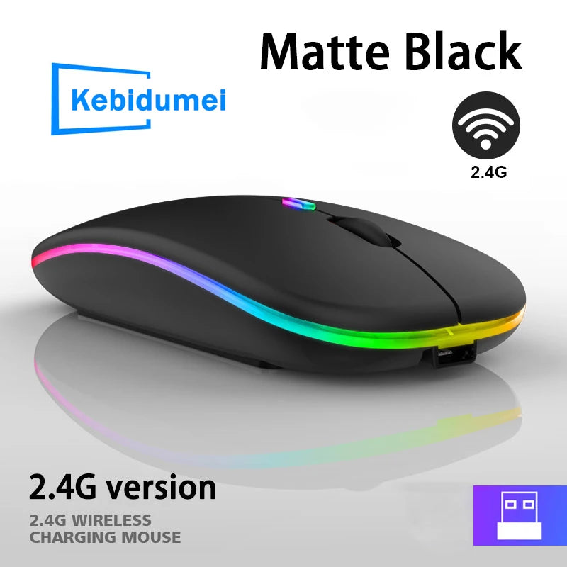 2.4GHz Wireless Mouse Charging Luminous USB Mouse Gamer RGB LED Office Quiet Portable Mouse For Tablet Phone PC Laptop 1600DPI