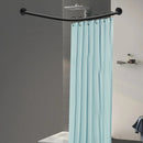 Shower Curtain Rail L Shape No Drilling Rail Corner Stainless Steel Telescopic Rod with Shower Curtain Rings