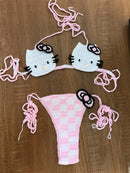 Lady's Cute Crochet Bikini Set 2 Pieces Bathing Suit Sexy Micro Bikinis 2024 Ties Swimsuit Thong Swimwear Women Swimming Suit