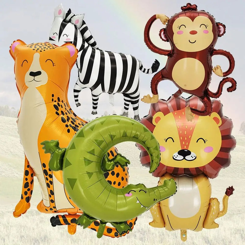 Forest Animal Balloons Jungle Themed Decorations Aluminum Film Balloons Crocodile Monkey Inflatable Balloons Birthday Party