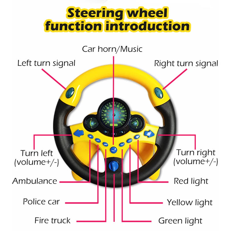 Electric Simulation Steering Wheel Toy Simulation Driving Car Toy Interactive Toy with Light Sound Musical Early Educational Toy