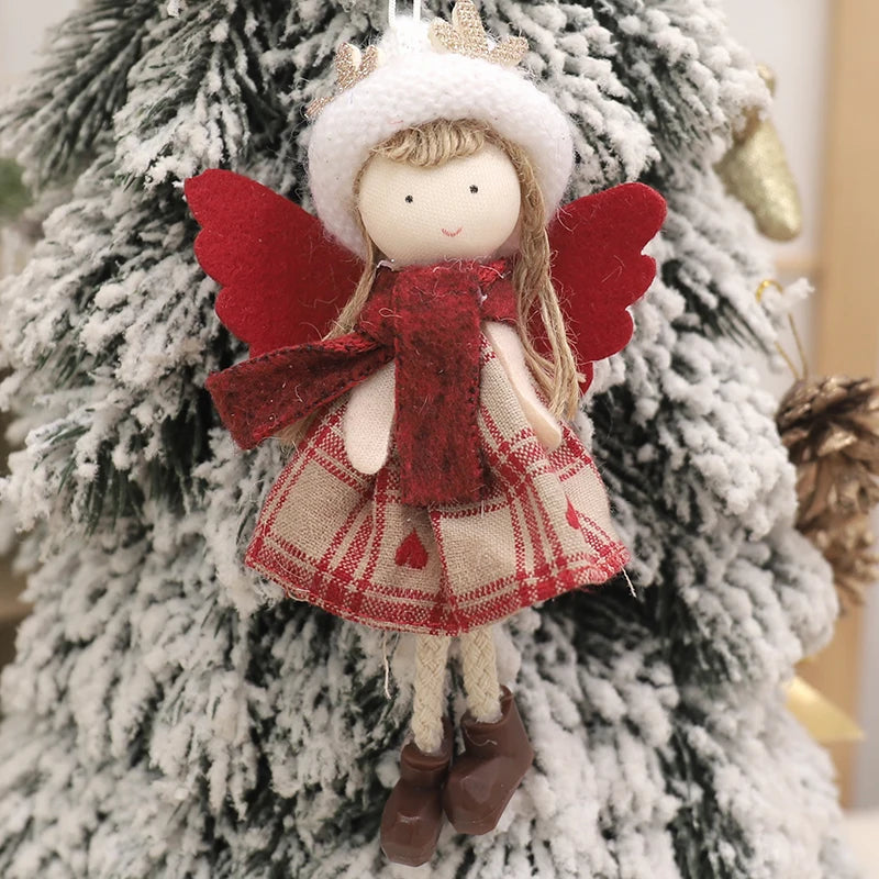 Plush Angel Doll Christmas Tree Pendant Decor Reindeer Snowman Santa Claus Doll New Year Kids Gift Christma Home Decor Navidad