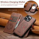 PU Leather Wireless Charging Card Holder Stand Wallet Magnetic Flip Cover Phone Case For iPhone 17 Pro Max 16 Plus 15 14 13 12