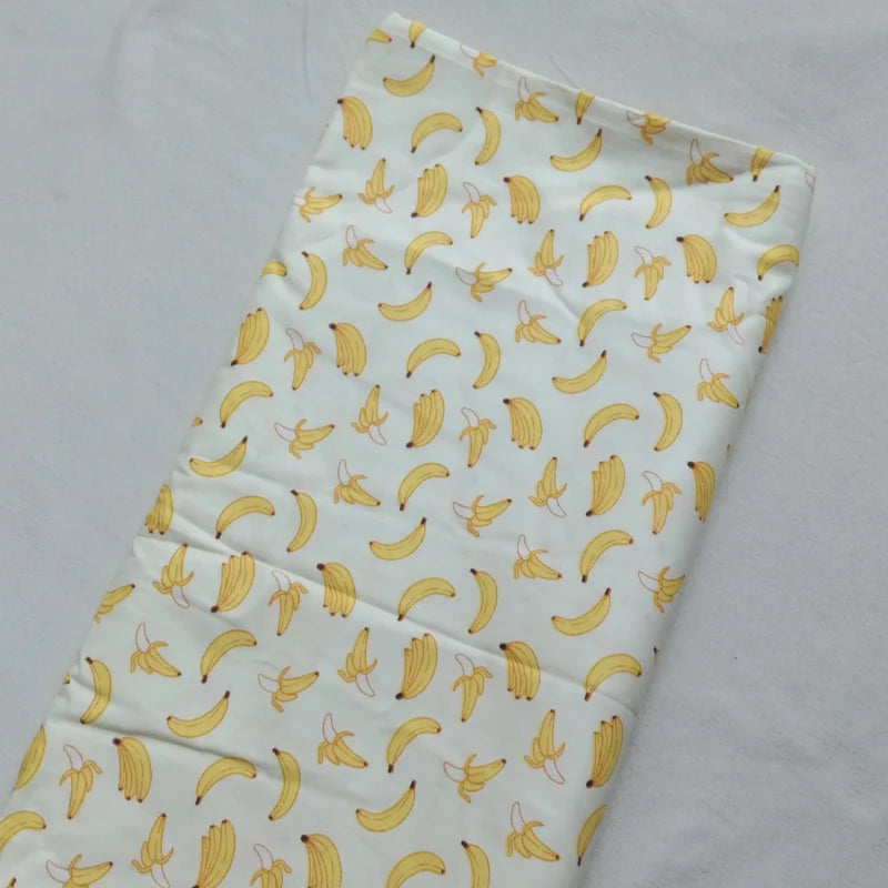 Graceful Pink Green Stripe Fruit  Series Apple Banana Printed Cotton Fabric 50x160cm For DIY Sewing Bedding Quilting Cloth Decor