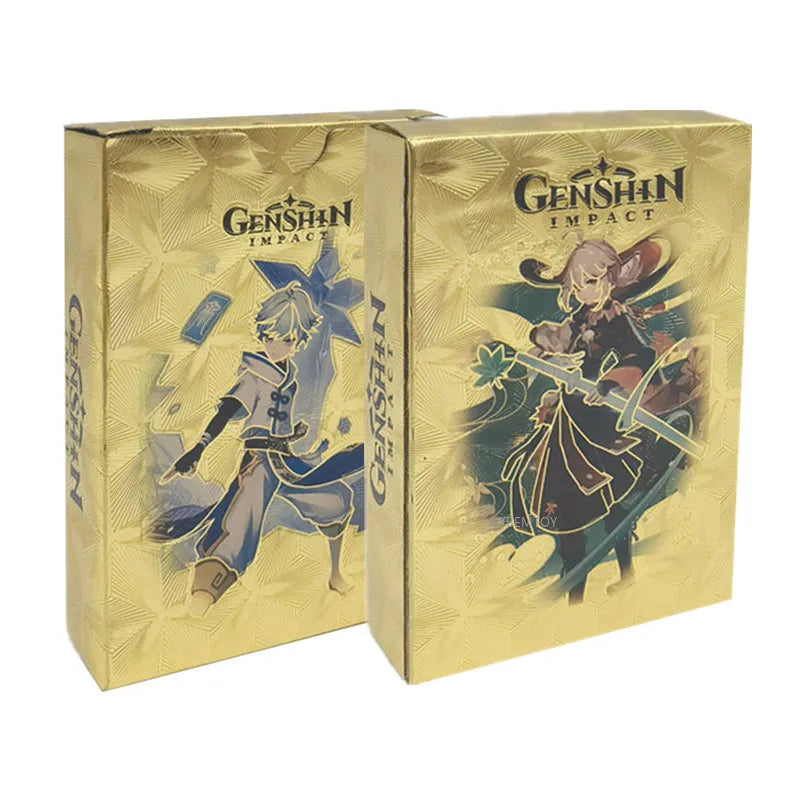 Genshin Impact Tarding Card PVC 55Pcs Golden Cards/Box Klee Kamisato Ayaka ZhongLI Anime Collections Toys For Boys Kids