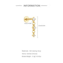CANNER S925 Sterling Silber Zirkon Flachgewinde Ohrstecker Piercing Pendientes Helix Ohrringe für Frauen Ohrknochen Schmuck Geschenk