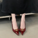 Comfort Shoes for Women Pointed Heel Sandals 2025 Summer Shallow Mouth Suit Female Beige Retro New Girls Stiletto Black  Spring