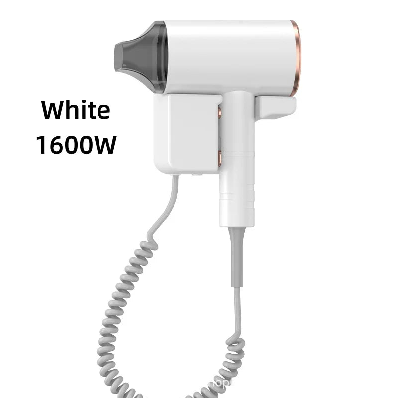 New Wall Mounted Hotel Hair Dryer with No Punching, Home Bathroom, Hotel 2000W High Power Blue Light Electric Hair Dryer