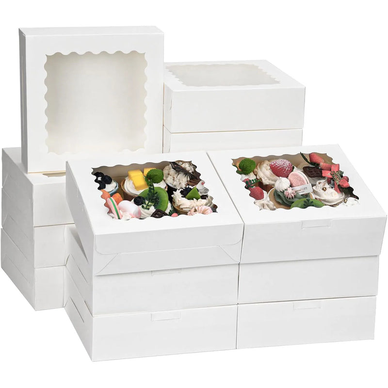 Multi pcs Cookie Boxes with Window White Treat Boxes Pie Boxes Pastry Boxes for Donuts, Chocolate Strawberries Birthday Party