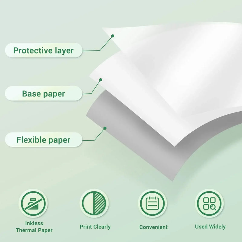 Phomemo M03AS M04S M04AS Adhesive Thermal Paper White Thermal Transparent Sticker Paper Photo Paper for Home Office Note Study